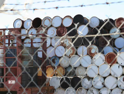 Thousands of rusting, contaminated barrels leak poison at Myers Drum in Ricmond. Photo: Chris Clarke