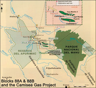 Map of the Camisea Gas Project